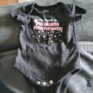 Girls size 0-3 months princess fussy pants onesie